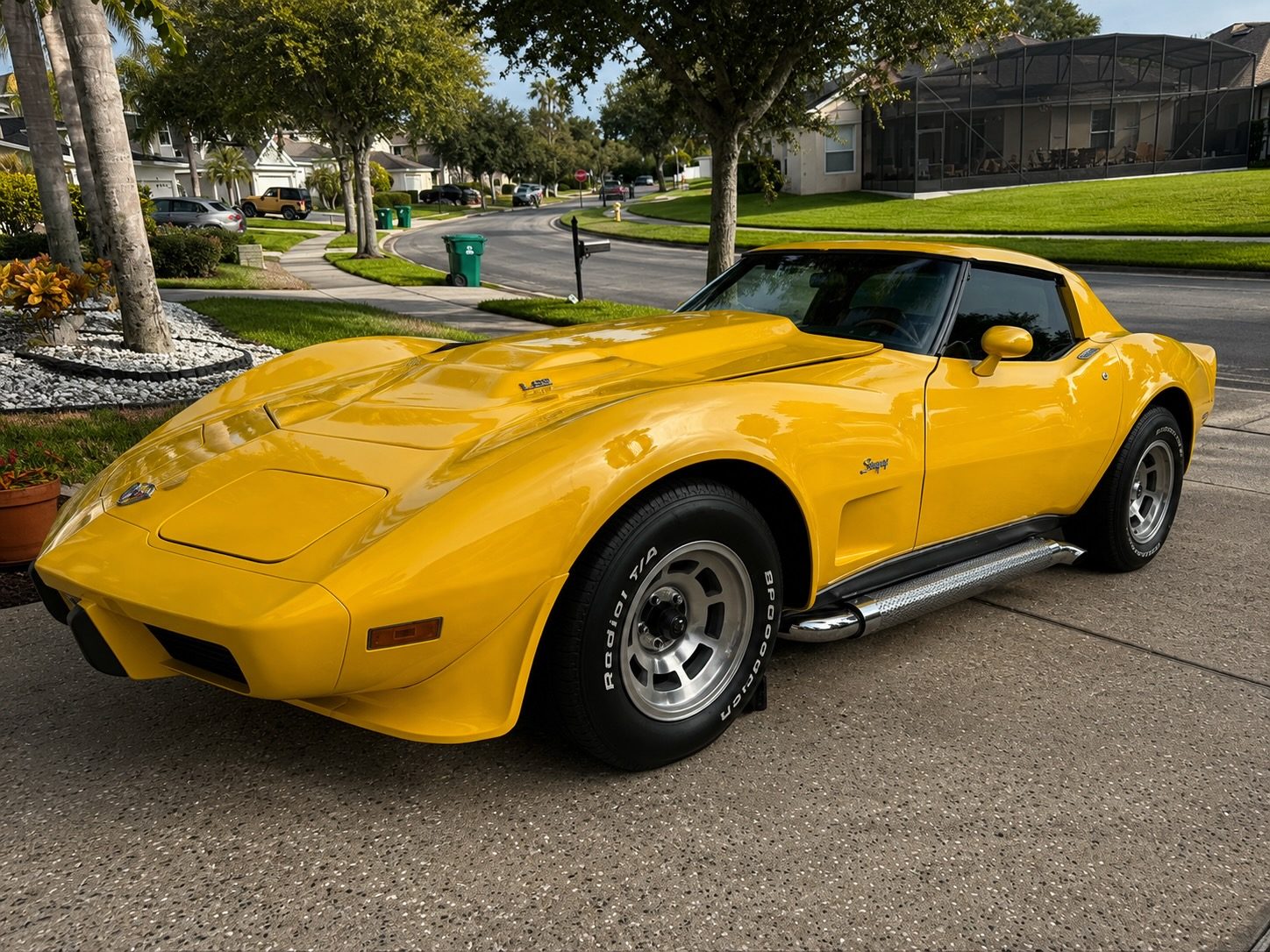 Classic yellow Corvette detailed and glossy